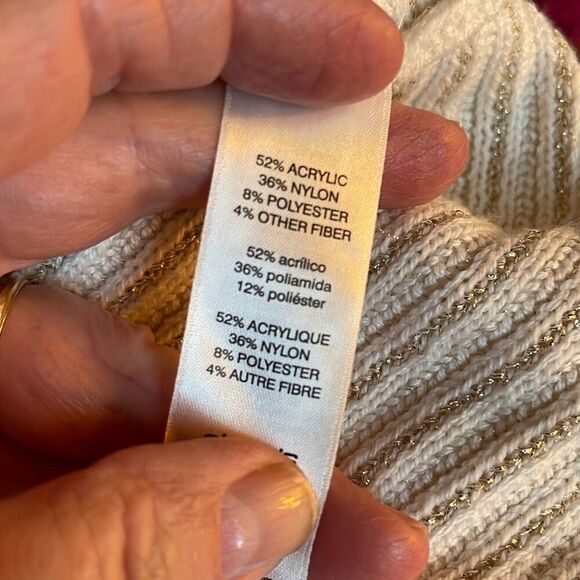 Chico’s size Medium bell sleeve tunic sweater in cream & gold - Picture 7 of 8